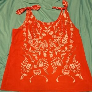 CAbi Orange Tank Top with White Detail